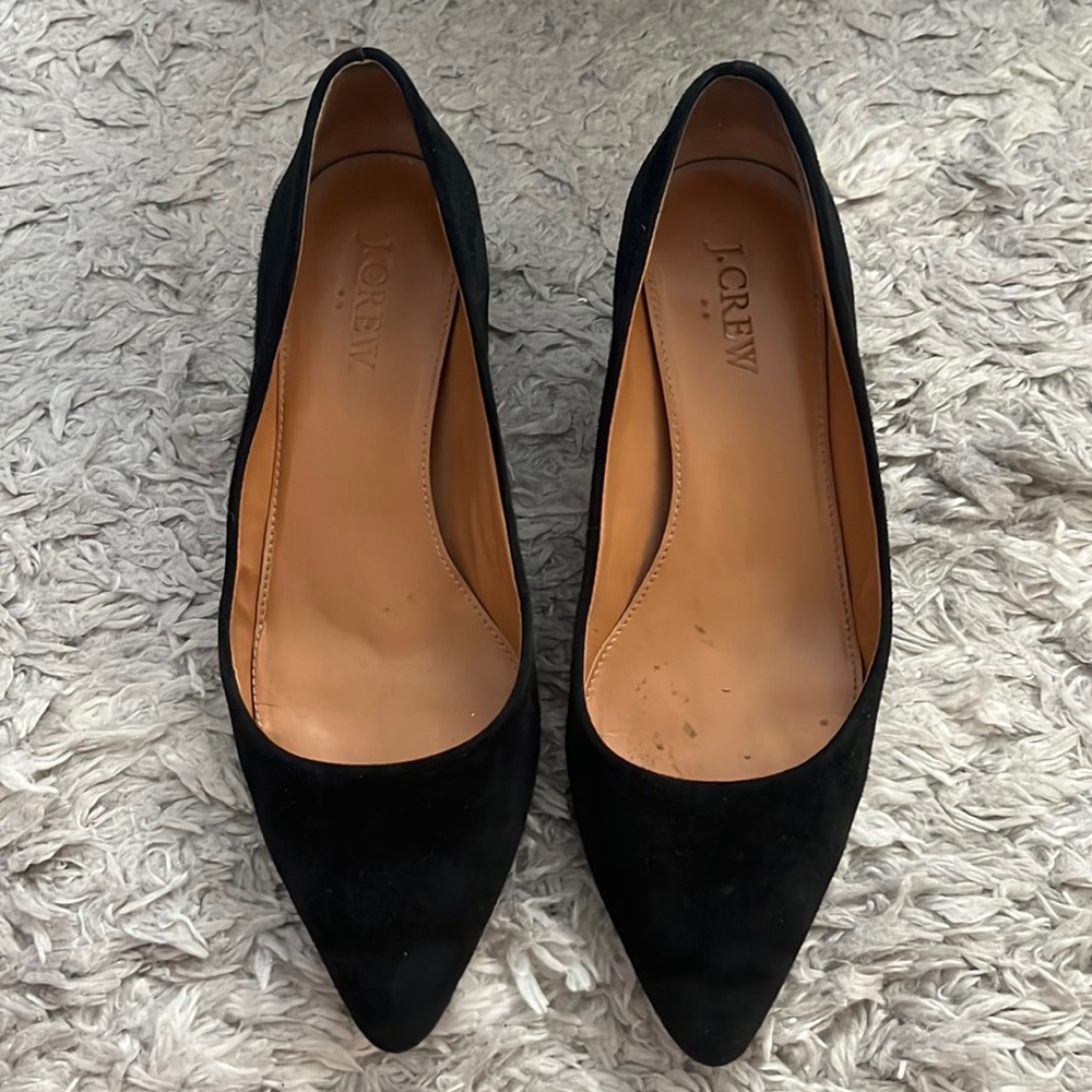 J.Crew Esme Black Suede Kitten Heel Pointed Toe Shoes Size 6